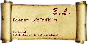 Bierer Lóránt névjegykártya